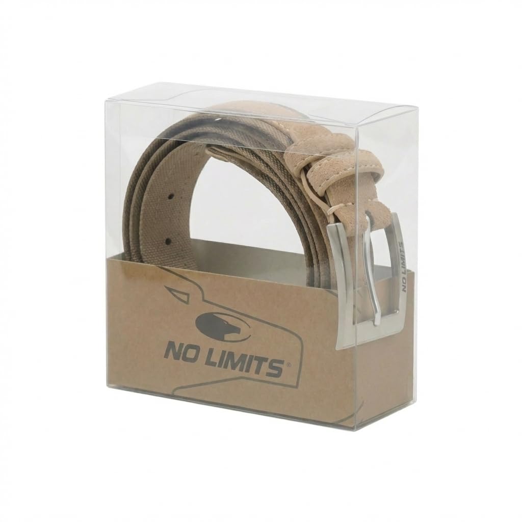 No Limits Cintura Uomo in Pelle Scamosciata e Nylon, Sportiva, Alta 3,5 cm, Fibbia Nickel Free, Accorciabile, Con Scatola