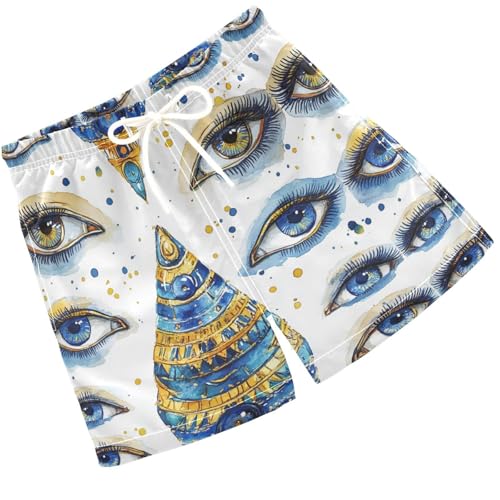 Pigsaly Boys' Swim Board Shorts Pyramid Watercolor Egyptian Evil Eye Boy's Swim Trunks Kids Swimwear 5T Multicolor