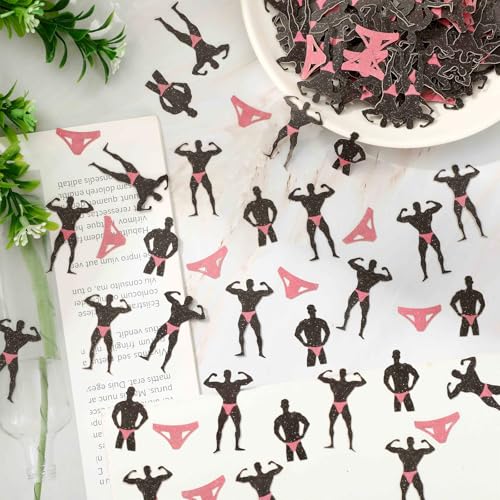 Image of Whaline 300 Pcs Bachelorette Party Table Confetti Funny Male Confetti Black Pink Table Centerpiece For Bridal Shower Party Decoration