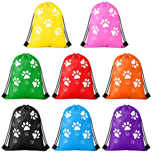 Weewooday 16 Pcs large Paw Print Drawstring Backpack Reusable Paw Bags Cute Puppy String Gift Bags for Party Travel Favors, 15.75 x 11.81 inch (Cute Style)
