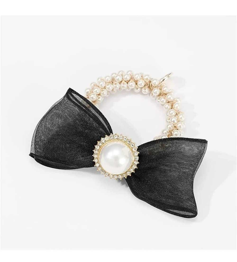 Scrunchies Per Capelli 2pcs Imitazione Perla Testa Corda Femminile Di Cavallo Per Capelli Fiocco Maglia Elastico Per Anello Elastici Per Coda Di Cavallo