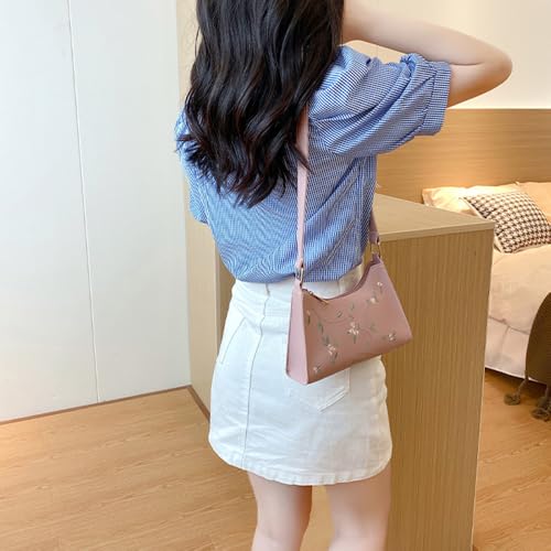 Embroidered Shoulder Bag for Women Lightweight Underarm Bag Casual Shoulder Crossbody Bags Essential for Daily Commuting Wear3
