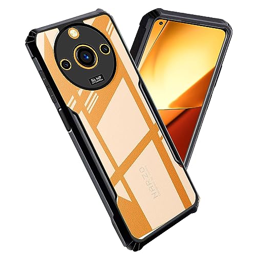 Image of A rtistque Clear Hard Transparent Acrylic Armor Anti-Drop Shockproof TPU Edge Back Cover Case for Realme 11 - Black