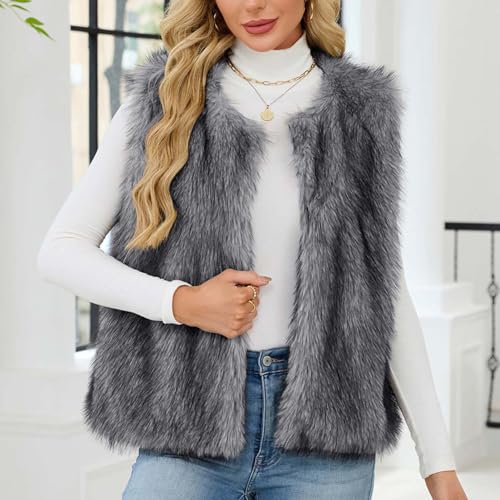 Faux Fur Vest Women Plus Size Open Front Vest Winter Sleeveless Jackets Fleece Fuzzy Vests Casual Vests2