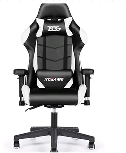 YYDS Silla E-Sports - Silla giratoria ergonómica ejecutiva de piel sintética con respaldo alto y almohada lumbar ergonómicamente (color negro y