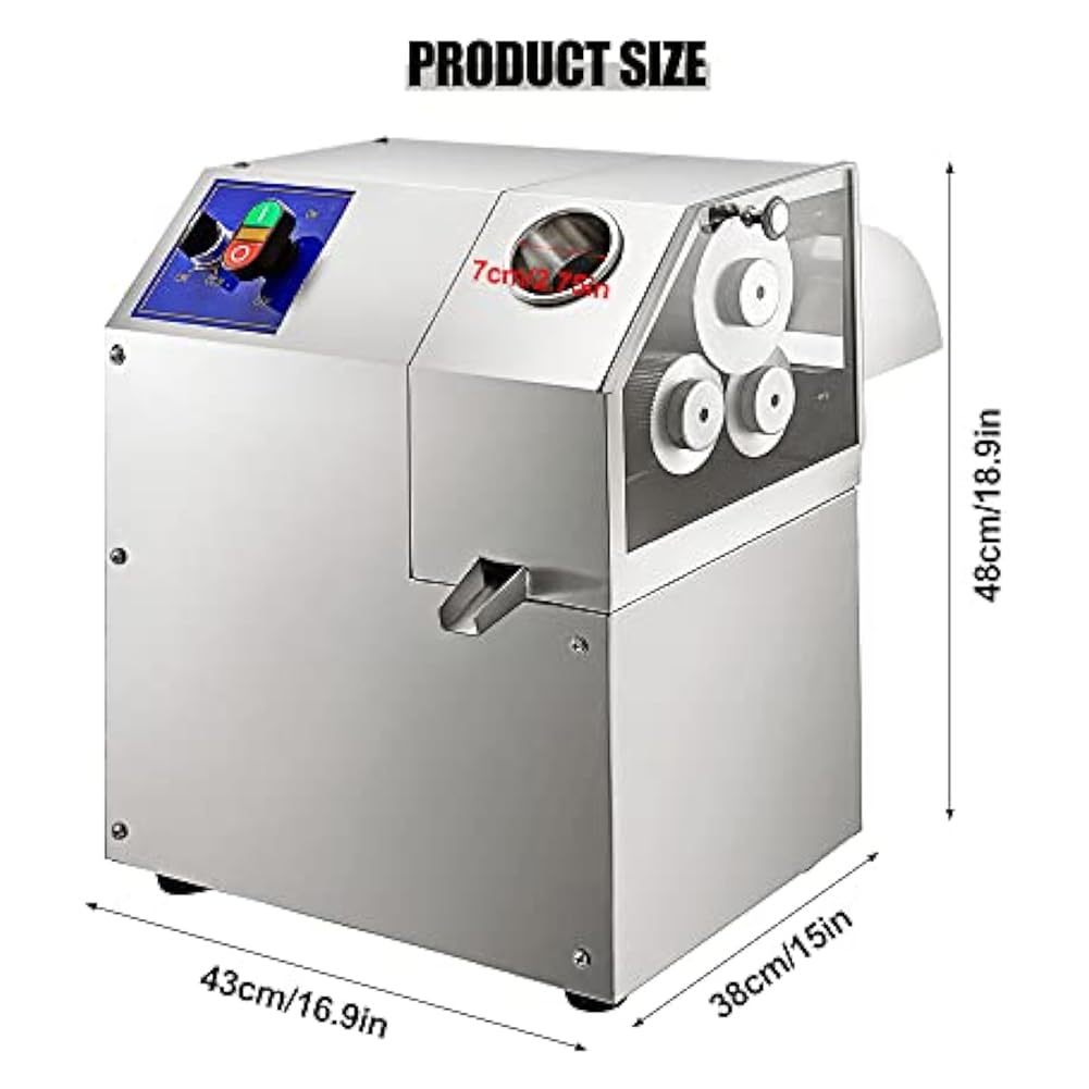 Estrattore di succo di canna da zucchero, spremiagrumi elettrico da 400 W con 3 rulli in acciaio inox, per uso commerciale in ristoranti e snack bar