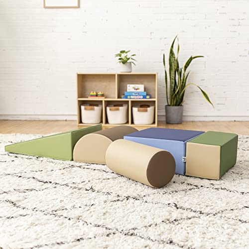 Ecr4Kids Softzone Climb And Crawl Activity Play Set, Lightweight Foam Shapes For Climbing, Crawling And Sliding, Safe Foam Playset For Toddlers And Preschoolers, 5-Piece Set, Earthtone #TOP7