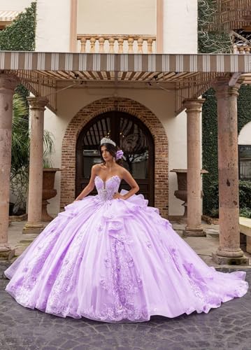 Lace Appliques Quinceanera Dresses Glitter Beaded Ball Gown Sparkly Puffy Tulle Quince Dresses with Removable Straps4
