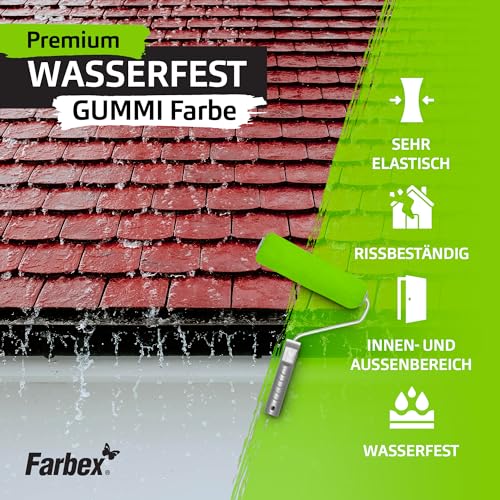 FARBEX Universal Premium Gummi Farbe-Innen und Außenfarbe für alle Oberflächen, Elastische Abdichtung gegen Feuchtigkeit, Witterung-1,2 kg-Grün
