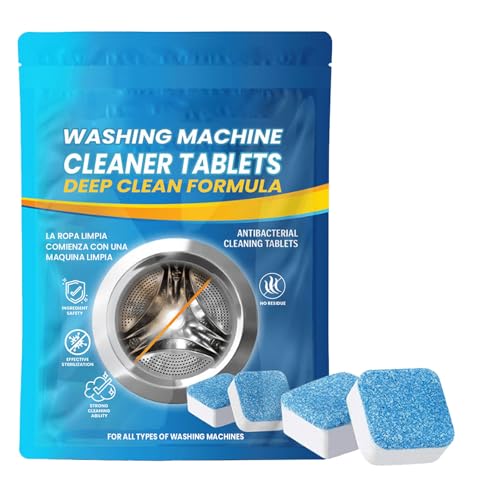 KOAHDE Pastillas Limpieza de LavadorasLáminas de Limpieza de Lavadoras,Washing Machine Cleaning Tablets,Pastillas Limpiadoras de Máquinas,Efervescente Limpiador de Lavadora,4PC