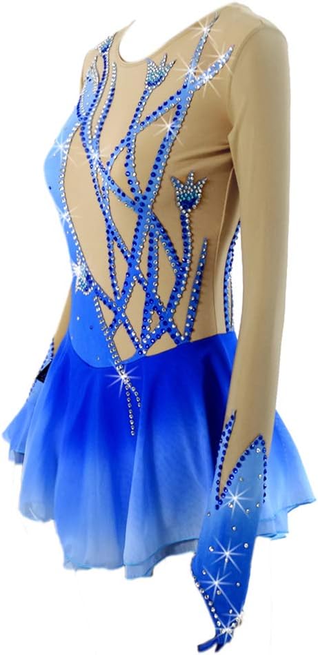 Ice Figure Skating Dress Girls Competition Bead Pink Gradient Women Skating Dress
