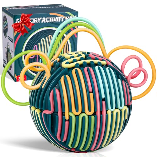Gigilli Sensory Activity Ball Board with 24 Strings, Sensory Toys for Kids 5-7 8-12 with Autism ADHD, Calming Stress Relief Autism Toy, Christmas Birthday Gifts, Airplane Travel Toys for Toddlers 3-5
