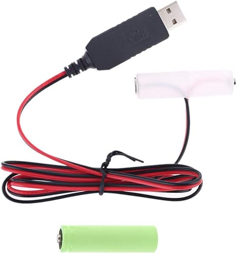 KHIOPNT 2M LR6 AA Eliminador de Batería USB Cable de fuente de alimentación Reemplazar 1-4pcs 1.5V AA Batería (3V)