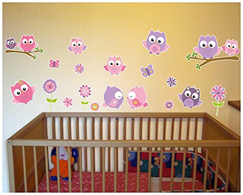 Samunshi® 19 adesivi da parete con gufo rosa per