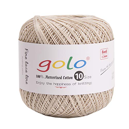 Image of golo Crochet Thread Size 10 Yarn for Tatting Crocheting Weaving Light Khaki 731