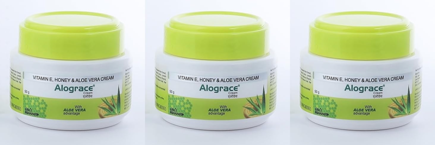 Alograce Moisturizing Cream with Vitamin E, Honey & Aloe Vera, 50g (Pack of 3)