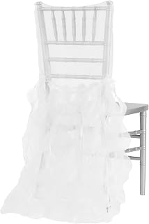 RCZ Decor White Curly Willow Chiavari Chair Back Slip Cover (1 Count) - Elegant Design, Perfect for Weddings & Special Events