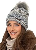 Photo Gallery baesics berretto invernale con motivo da donna e da uomo, foderato, con pompon in pelliccia sintetica, lavorato a maglia, in stile berretto, made in eu, taglia unica, caldo ed elastico con fodera in Photo Gallery baesics berretto invernale con motivo da donna e da uomo, foderato, con pompon in pelliccia sintetica, lavorato a maglia, in stile berretto, made in eu, taglia unica, caldo ed elastico con fodera in