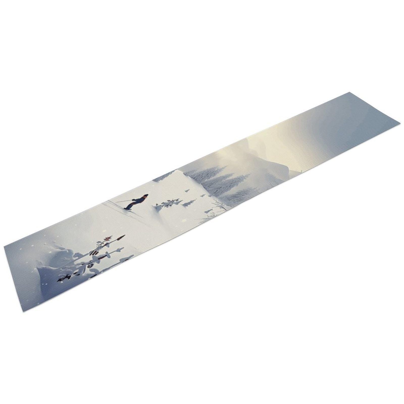 Winter Skiing Table Runner 13" X 72" Exquisite Linen Table Runner Wrinkle Resistant Farmhouse Rustic Table Runners Seasonal Table Decoration for Kitchen Dining Home Party