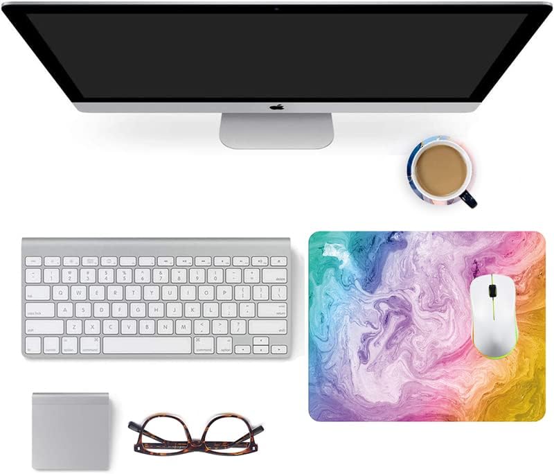 Miniatura 7 de Alfombrilla para mouse, base de goma antideslizante, alfombrilla cuadrada para mouse para oficina, juegos, laptop, computadora (06 mármol colorido)