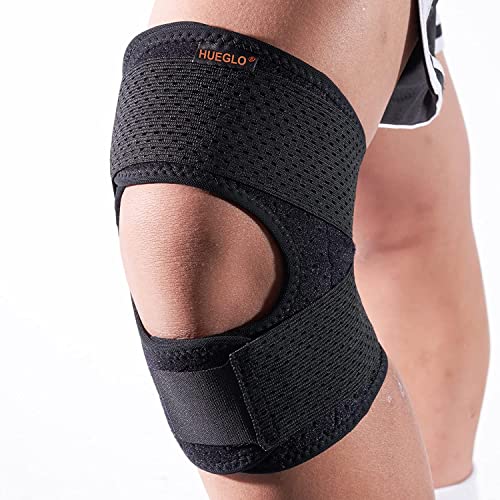 HUEGLO Kniebandage Männer Damen,Kniestütze mit Seitenstabilisatoren, Verstellbare Patella Kniestütze Kniebandage
