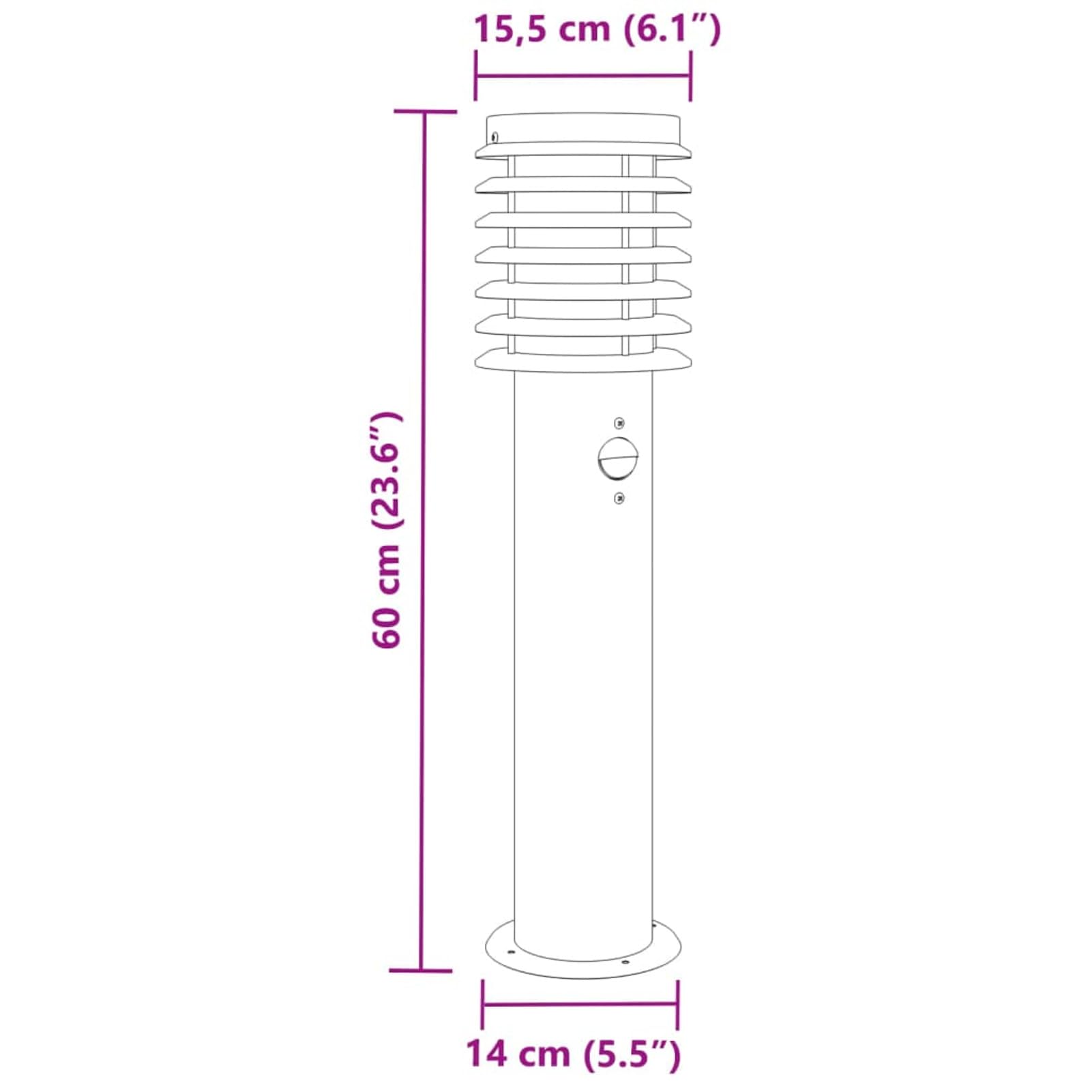 LAPOOH Lampada da Terra per Esterni Sensore Nera 60 cm in Acciaio,Lampade da Terra,Lampada da Terra Moderna,Lampade da Terra per Soggiorno-4006369