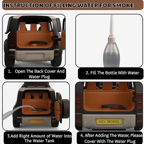 Image of Remote Control Metal Diecast Resembling Defender Car with Smoke Effect | Openable Doors & Light | 1:22 Scale | Mist Toys for Kids