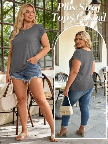Image of Bliwov Womens Tops Lace Cap Sleeve T Shirts,Cute Trendy Casual,Beach Vacation Outfits,Summer Spring Fashion Clothes