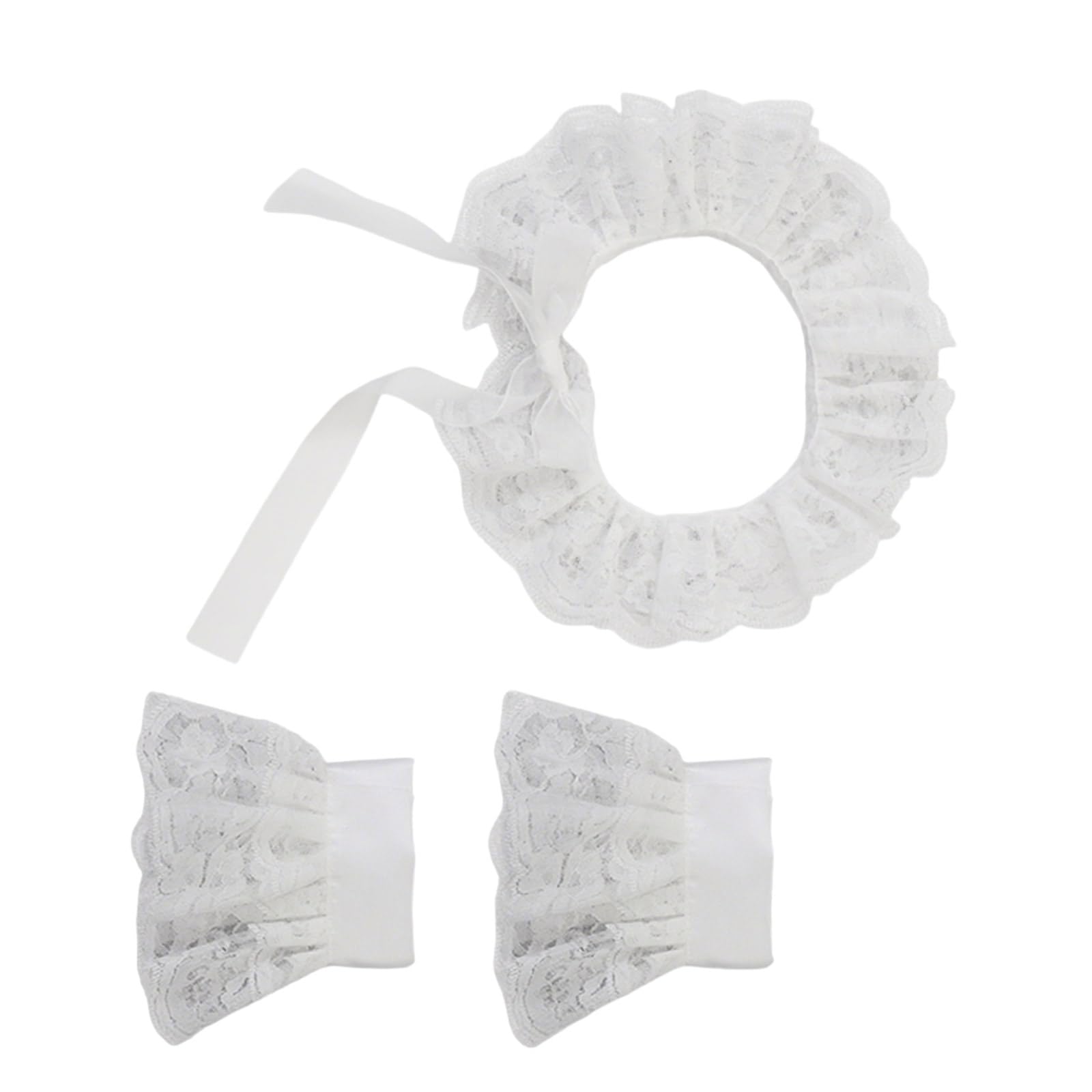 MICFENY Lace Faux Collar With Wrist Cuffs Victorian Event Dressingup Accessories Cosplay Costume Collar Arm Sleeves for Parties