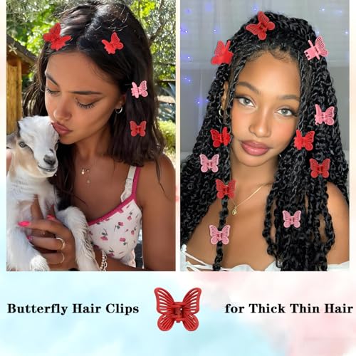 Pack de 24 Pinzas Pequeñas Mariposa en Rojo y Rosa miniatura 6