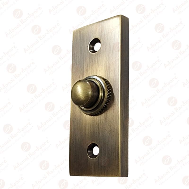Adonai Hardware Rectangular Victorian Brass Bell Push or Door Bell or Push Button - Antique Brass