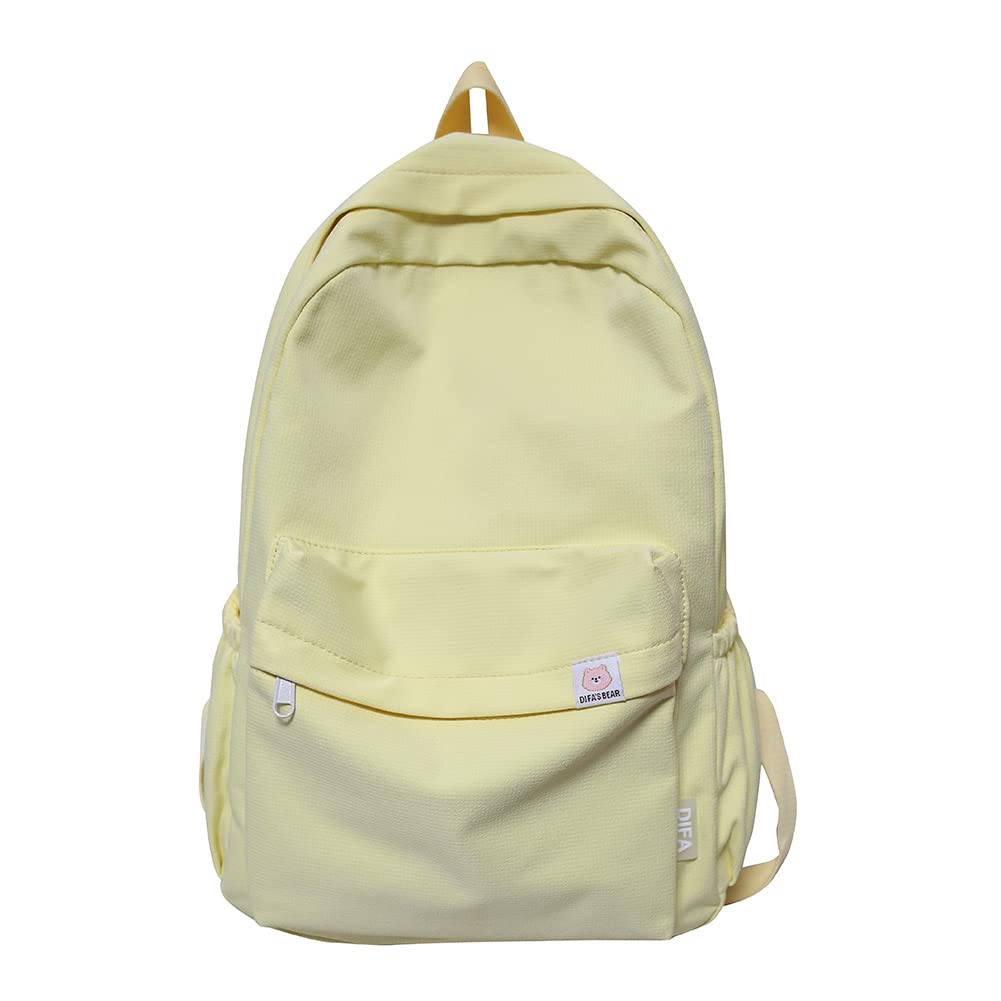 Yilcer Women's Yellow Kawaii Backpack Aesthetic Backpack Large Capacity Cute School Bag For Teen Girls Lightweight Rucksack Daypack (Yellow)
