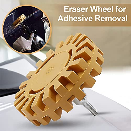 Dualshine Decal Remover Eraser Wheel, Rubber Wheel Decal Remover Car Sticker Remover Tool Rubber Decal Eraser Wheel Adhesive Remover 4”Pad With Drill Adapter Kit #TOP5