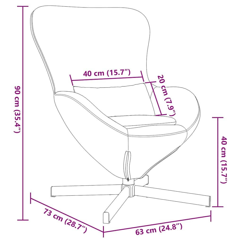 Poltrona a uovo color crema in velluto con telaio in metallo, 63 x 73 x 90 cm, moderna sedia lounge per soggiorno, camera da letto, relax, lettura, comfort, ergonomica
