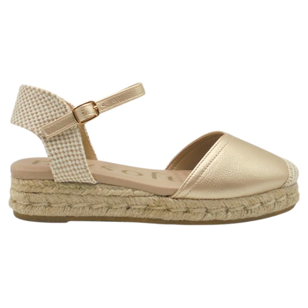 mysoft - 25M140 Alpargatas de Mujer con Planta de Gel Acolchada - Sandalias de Cuña Baja Elegantes y Muy Cómodas, Ideales para Caminar, Diseño Versátil con Cierre de Hebilla para: Mujer