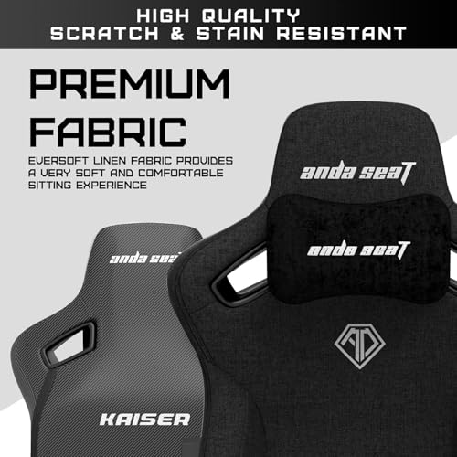 Image of Anda Seat Kaiser 3 Large Gaming Chair for Adults - Ergonomic Gray Fabric Gaming Seat with Lumbar Support, Comfortable Office Chairs with Neck Support - Heavy Duty Wide Computer Seat