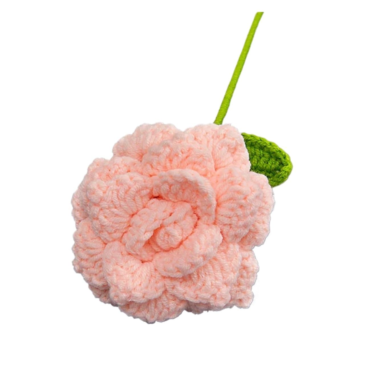 Ndsjaie Pink Fabric Flowers Home Decor 1Pc Handmade Crochet Flower Bouquets, Knitted Fabric Rose Bouquet For Diy Home Decor, For Woman Wife Mom Girlfriend Lovers For Wedding Celebration Decor(Pink)