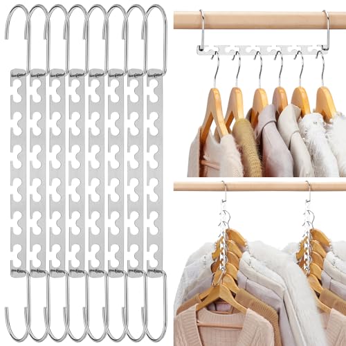 HOUSE DAY Space Saving Hangers for Clothes 12 Pack, Heavy Duty Hanger Organizer 30 Lbs Capacity, Metal Magic Hanger, Sturdy Multi Hangers, Closet Space Saver Closet Organizers and Storage by HOUSE DAY - Used condition - US$22.62
