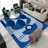 QGYFRE Tapis De Salon Pas Cher Tapis Descente De Lit Moquette Pas Cher Tapis rectangulaire Lavable à Motif géométrique Moderne 180x250CM Bleu Tapis Pas Cher Tapis Salon’