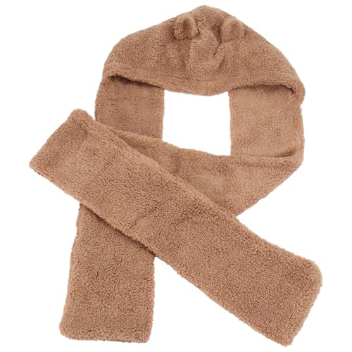 Healeved Bufanda Engrosada de Felpa Orejeras de Oso, Gorro Cálido de Invierno para Mujer, Diseño Acolchado Café, Bufanda y Gorro Térmicos para Uso Diario y Ocio