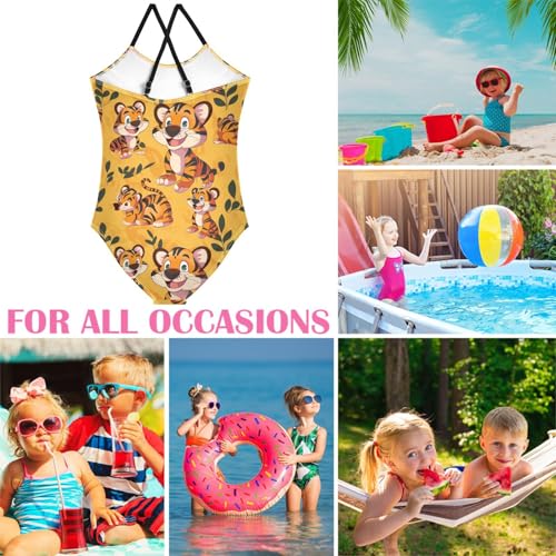 Image of Girls One Pieces Swimsuit Cute Beach Swimwear with Adjustable Strap 3-10 Years