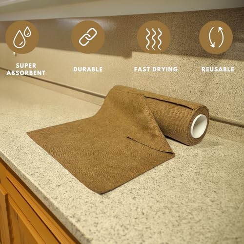 Image of Microfiber Tearable Cleaning Cloth Roll - 20 Pulls | Reusable, Super Absorbent, Easy to Tear | Ideal for Kitchen, Car, Electronics, and More | 180 GSM (Brown)