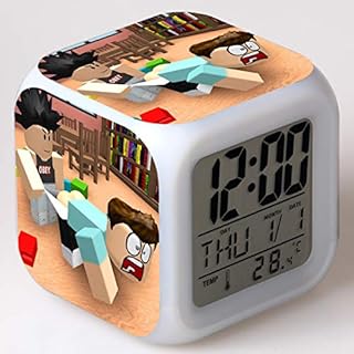 ZZTX FASHION Kids Cartoon Bedroom Alarm Clock Bedside Fading Night Light Music Wake Up Clock Cute Mini Travel Alarm Clock Silent Desk Alarm Clock Gift for Home Children Boys Girls Teens,B