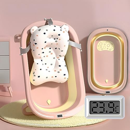 Image of StarAndDaisy Bath Tub for Baby 0-3 Years /Foldable Bath tub for Kids with Cushion & temerature Sensor, Space Saving Design, Newborn Baby Folding Bathing Tub Girls & Boys, Easy to Store -Pink
