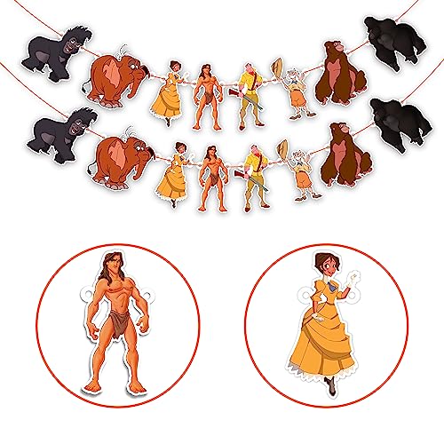 Image of Tarzn Garland Decoration - Adventure Theme Birthday Party Supplies - Cartoon Inspired Hanging Banner for Birthday, Baby Shower, Family Gatherings, Classroom Events, and Wild Party Decorations