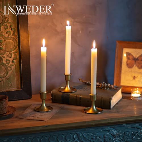 Miniatura 4 de Inweder Portavelas De Oro Candelabros Vintage: Juego De 2 Porta Velas Cónico De Metal Portavelas De Velas Pequeñas Para Centro De Mesa De Boda Navidad O Decoración Del Hogar