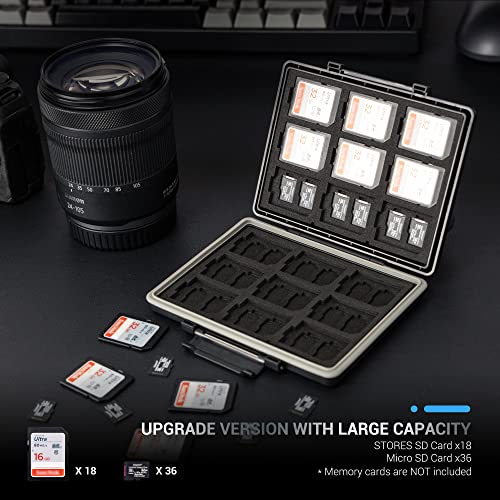 [High Capacity] 54 Slots Memory Card Case For 36 Micro Sd And 18 Sd Cards With Labels,Water-Resistant Anti-Shock Anti-Dust,Micro Sd/Sdhc/Sdxc Tf Card And Sd/Sdhc/Sdxc Holder Organizer Storage #TOP4