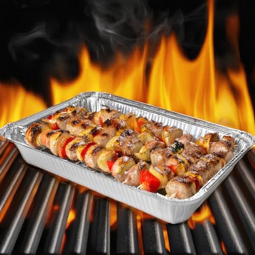 JinPhon 100 Stück Aluminium-Schalen, Aluschalen mit Deckel 700ML einwegschalen mit deckel, Backen & Aufbewahren, Robuste, Alu grillschalen für Events, Feiern und Catering