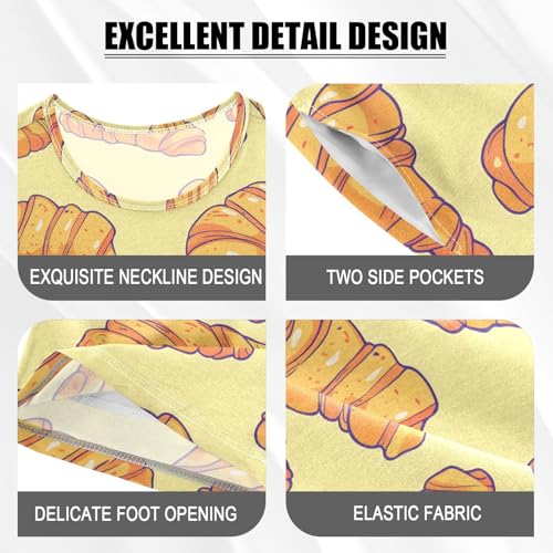 ALAZA Yellow Croissant Bread Pajamas Short Sleeve 2 Piece Sleepwear Top and Bottom Pajama Set Unisex4