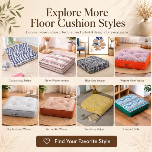 Image of Woven Quilted Floor Cushion 60x60x10cm White and Black Animal with Cotton Filler Large Size for Seating, Patio Seat, Meditation, Yoga, Pooja, Guests, Living Room, Bedroom - 24x24x4 Inch